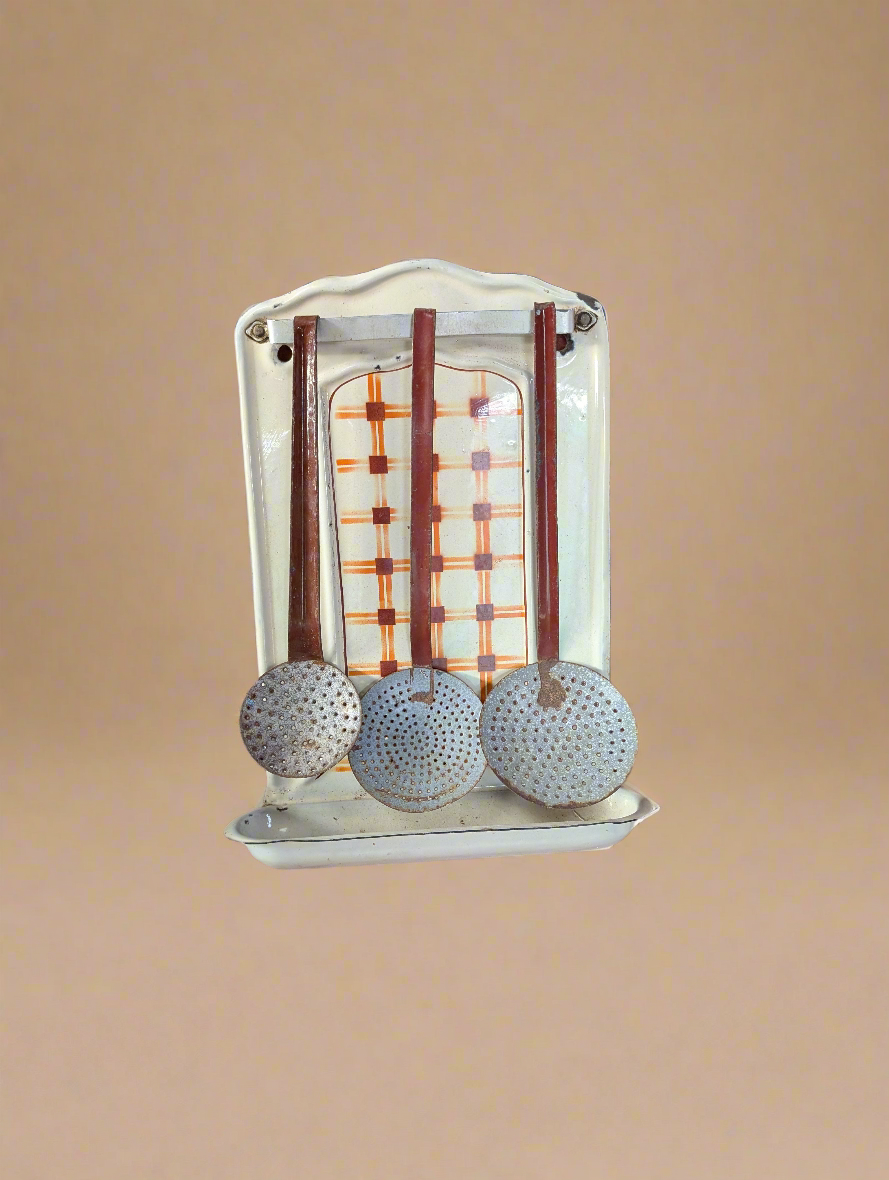 Vintage French Enamel utensils holder