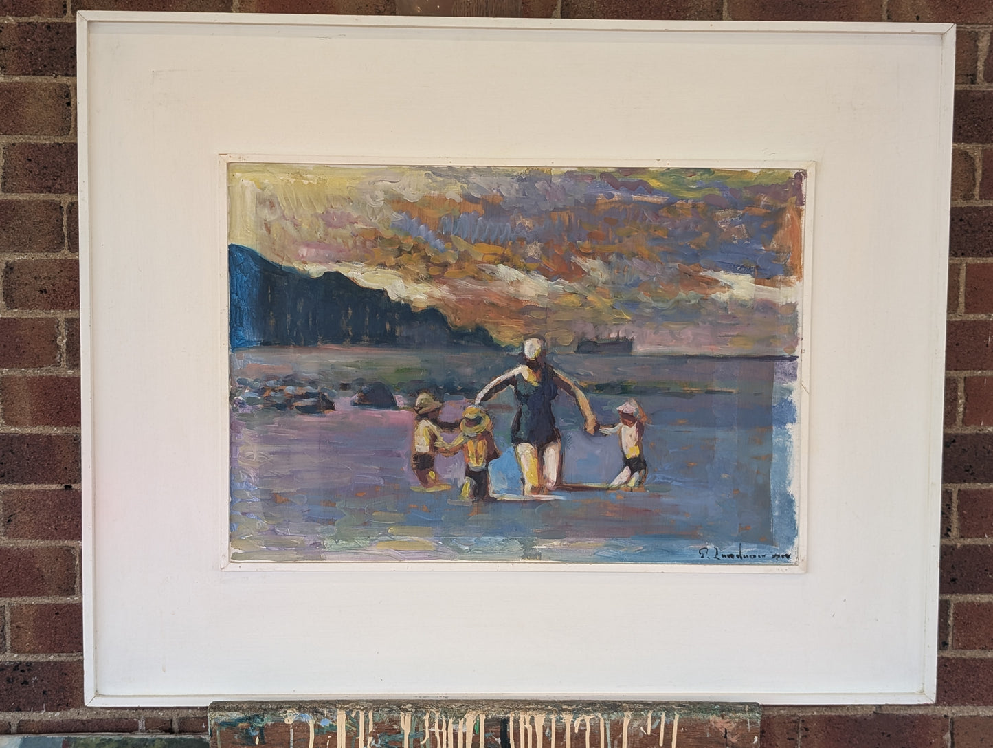 Bathers at Sunset (Les Baigneurs ) by Patrice Landauer - oil on board -