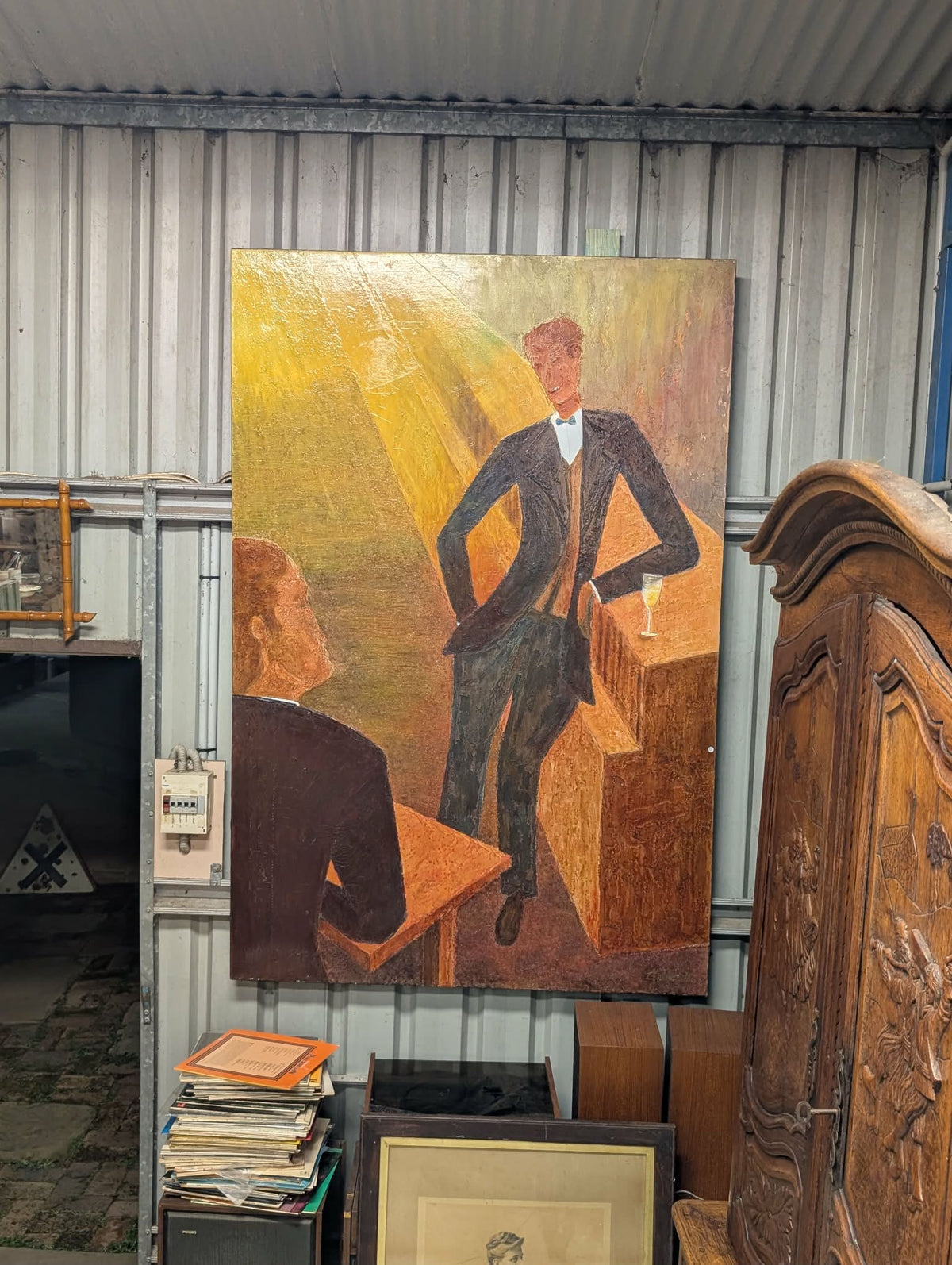 Bar scene painting by A. Gueno "Ymoa" 1998