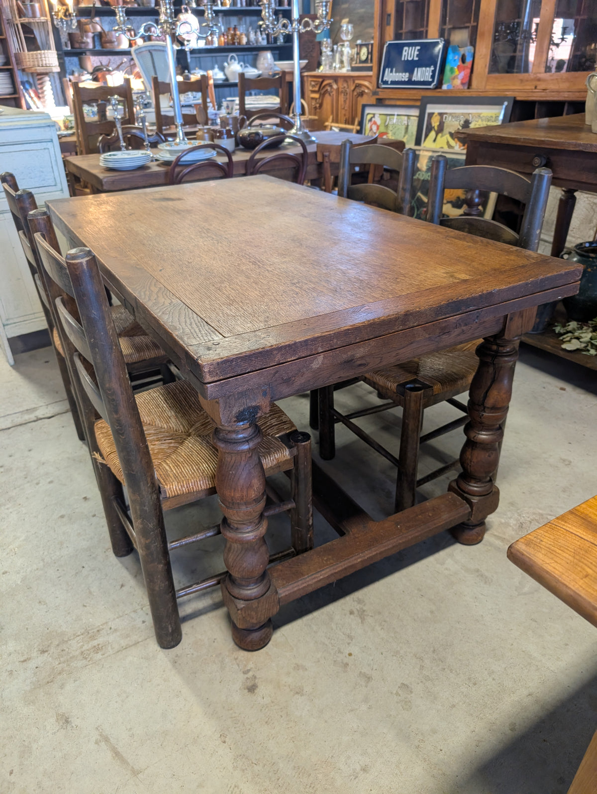 Rustic Oak farm table with extensions