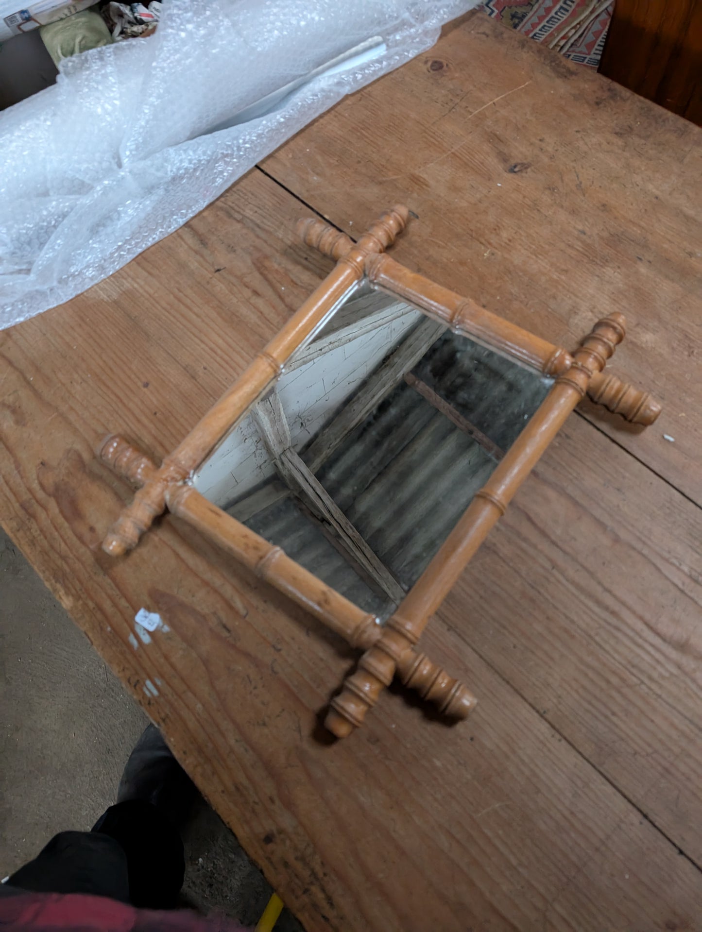 Vintage faux-bamboo mirror
