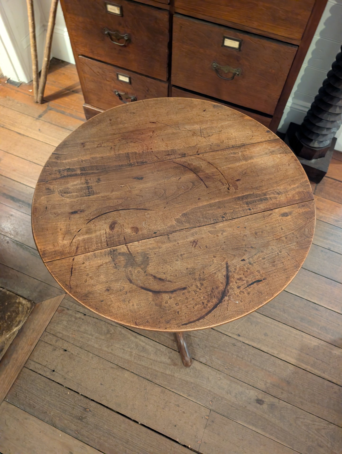 C19th French provincial cherrywood tilt-top wine table
