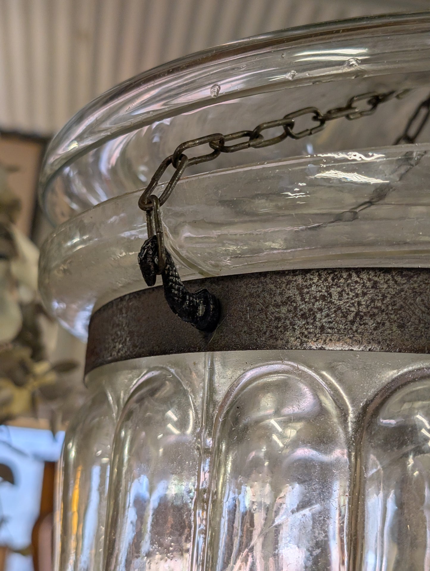 Stunning 78cm Hundi Style Ribbed Glass Bell pendant light