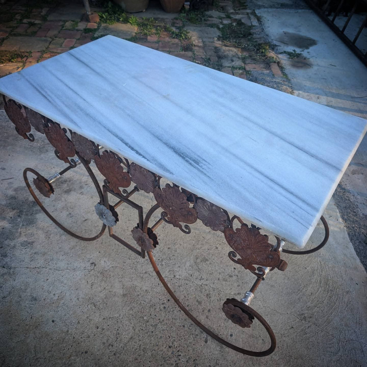 Antique French Patisserie table with Marble top