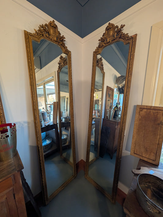 Pair of 19th-century gilded wood mirrors - Louis XVI style