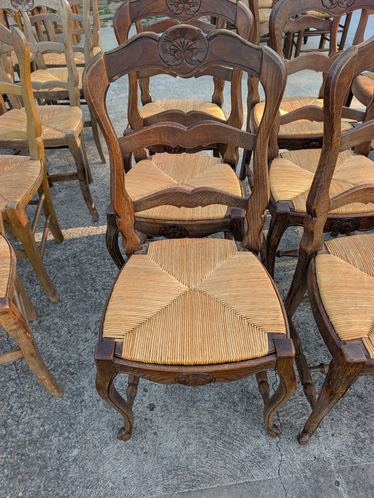 Set of 6 Antique French Provincial Ladder-Back Dining Chairs