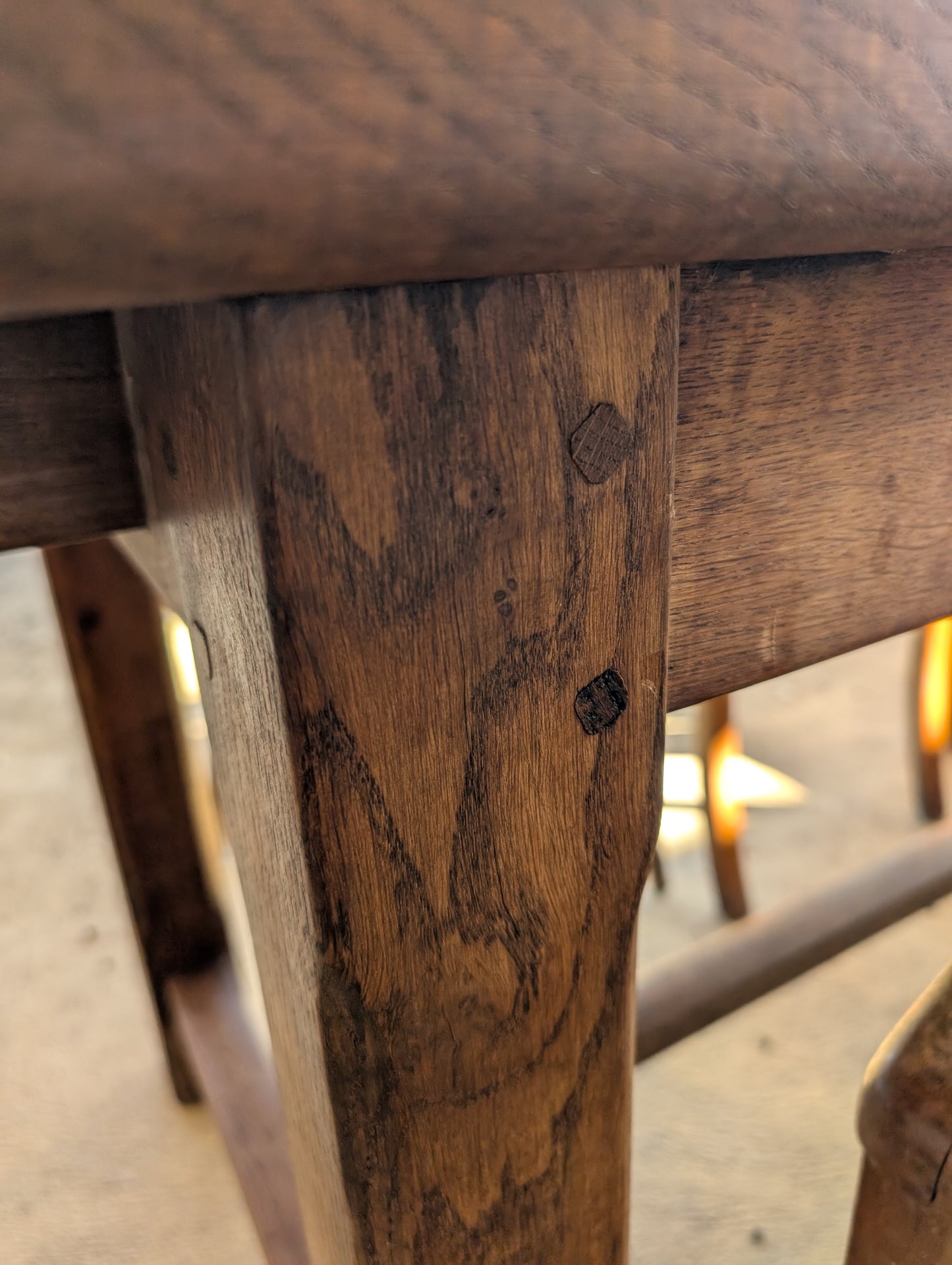 Oak french farm table with drawer and extension.