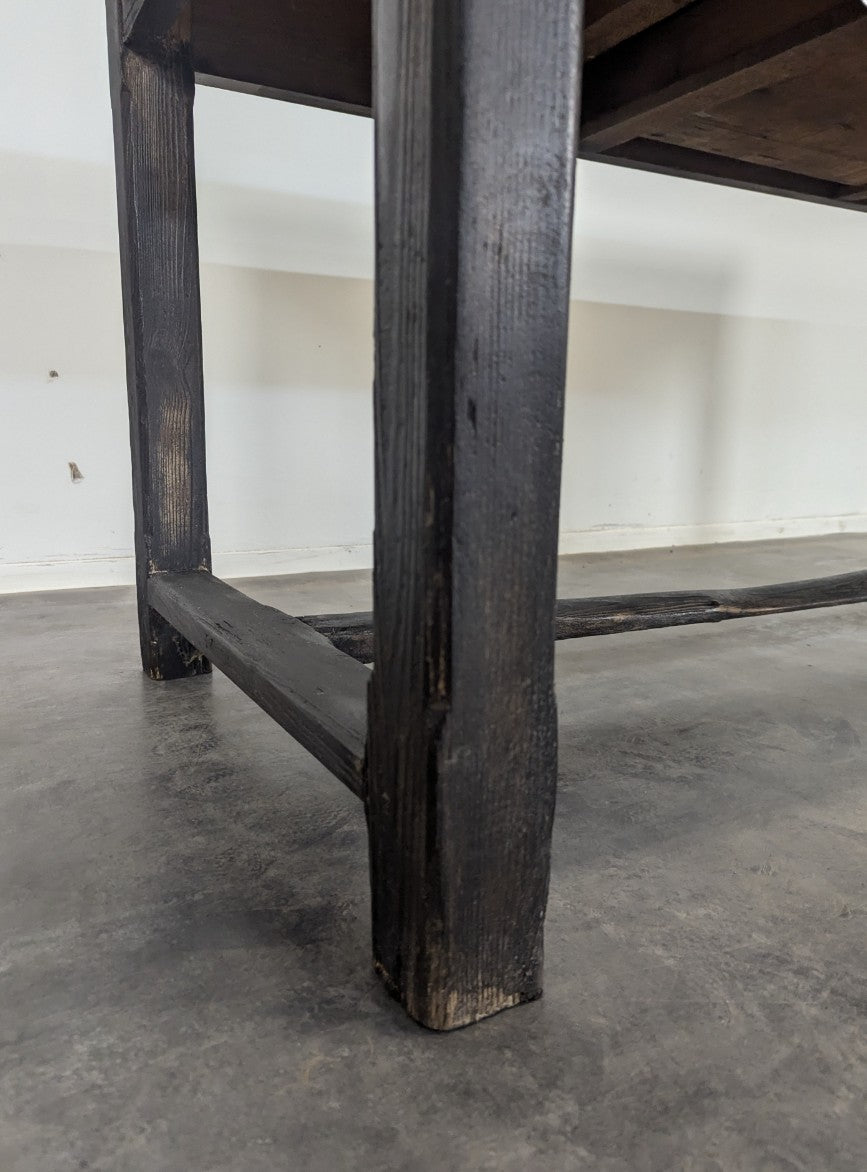 C19th French Yakisugi Ebonized Farm Table.