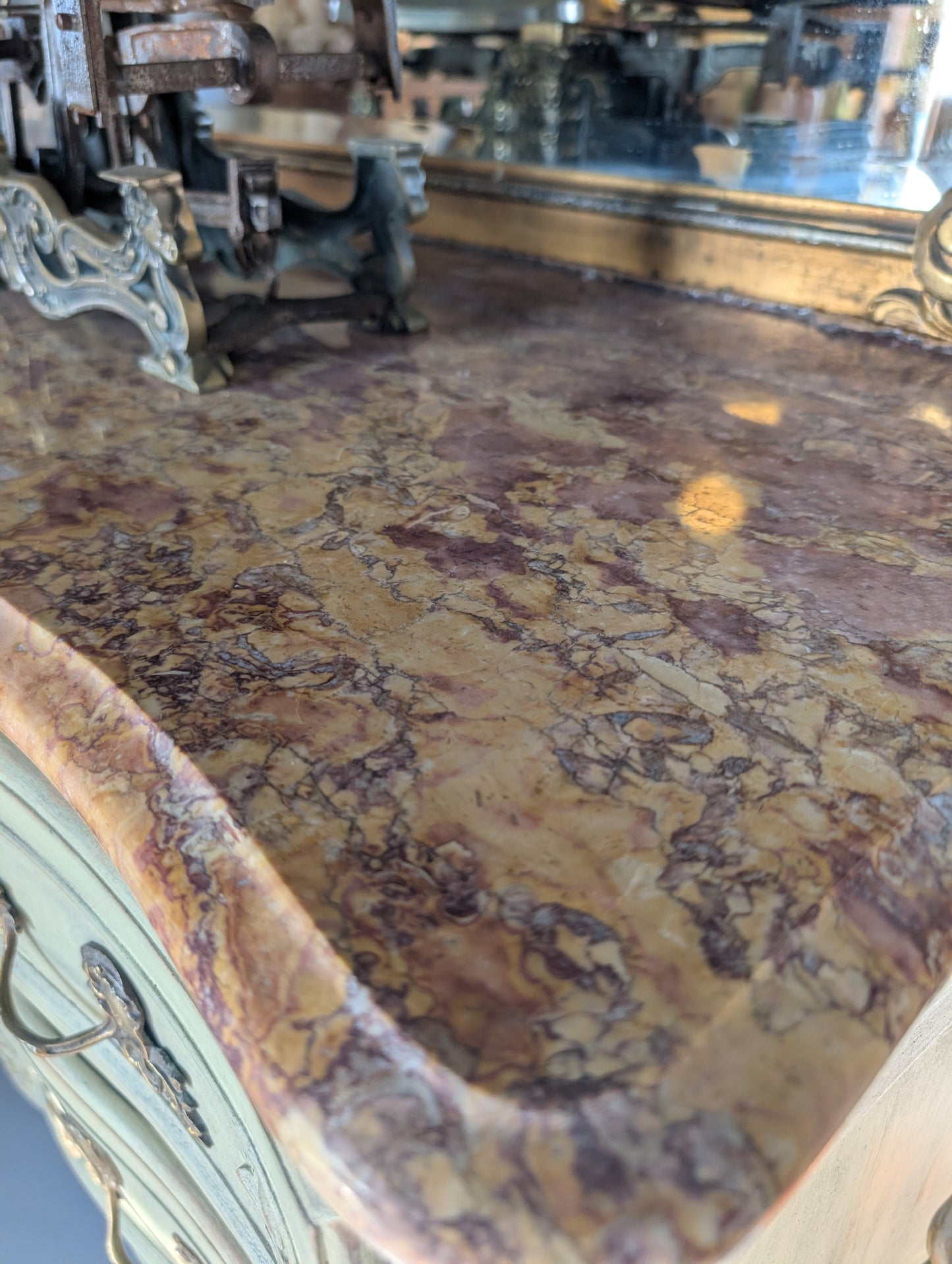 Red Marble top Chest of Drawers