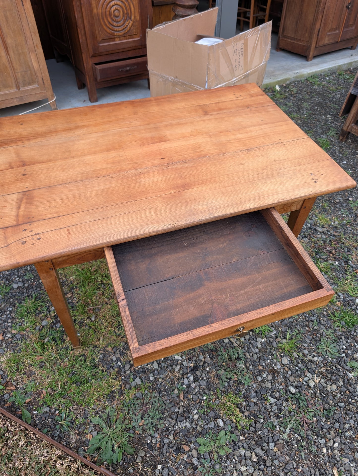 French pine table with big drawer