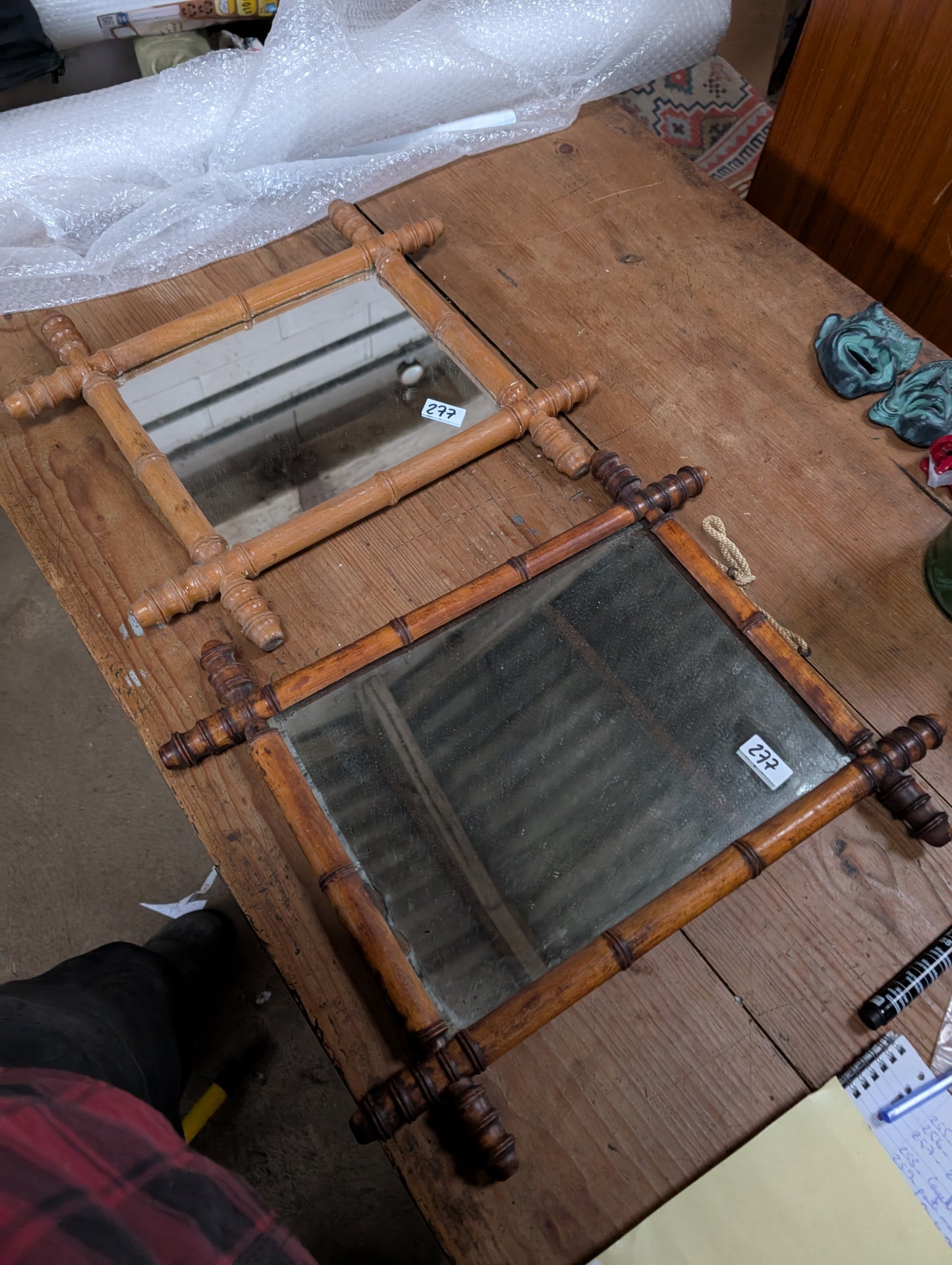 Vintage faux-bamboo mirror