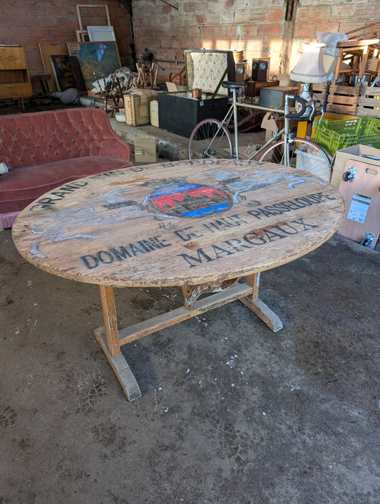 Antique French Wine Tasting Table, Grand Vin De Bordeaux Margaux, 19th Century