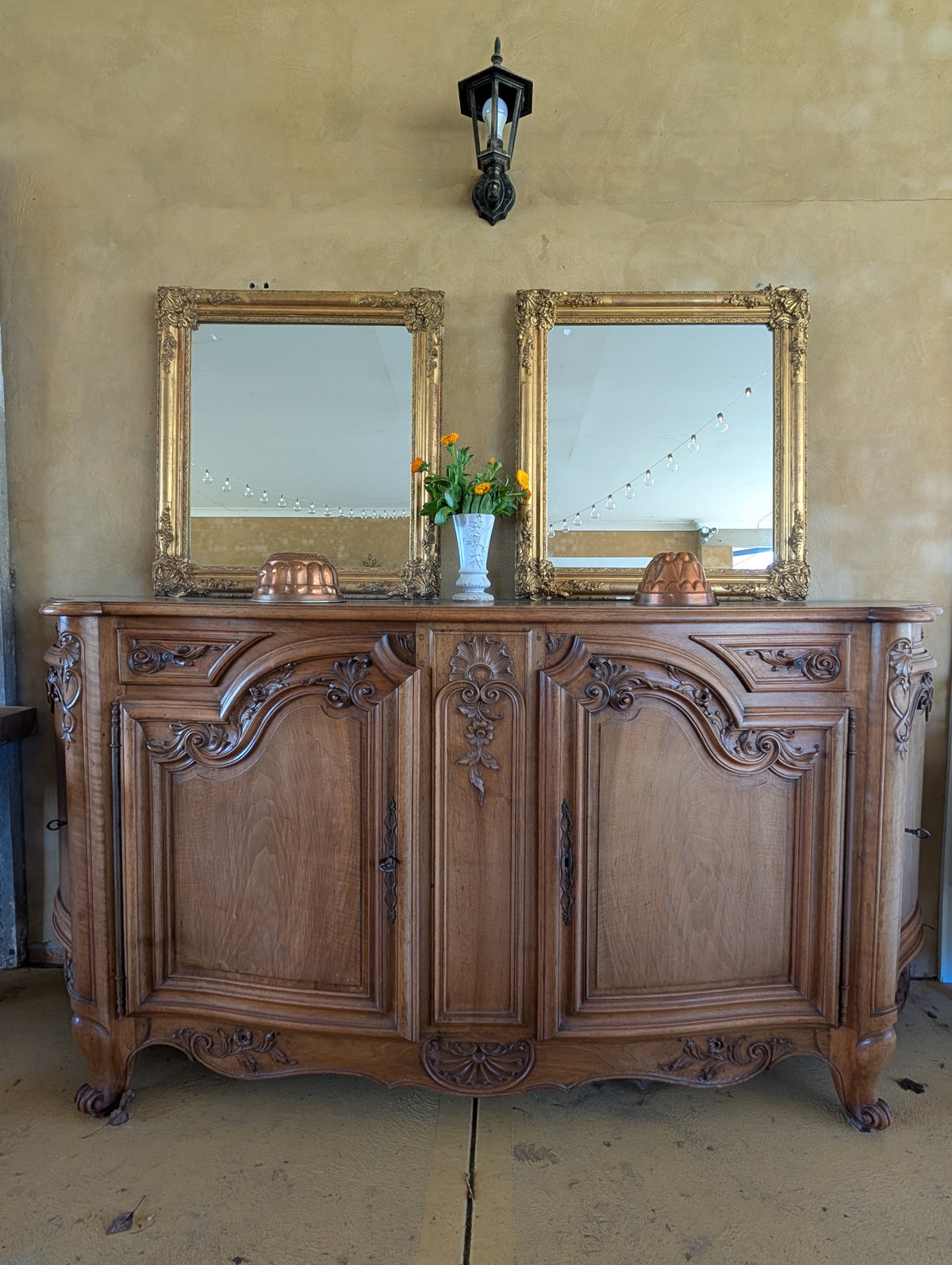 18th Century French Louis XV style walnut buffet enfilade