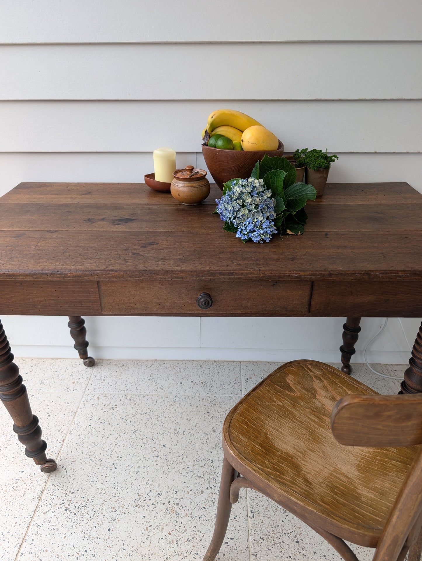 19th Century Oak Farmhouse table on castors
