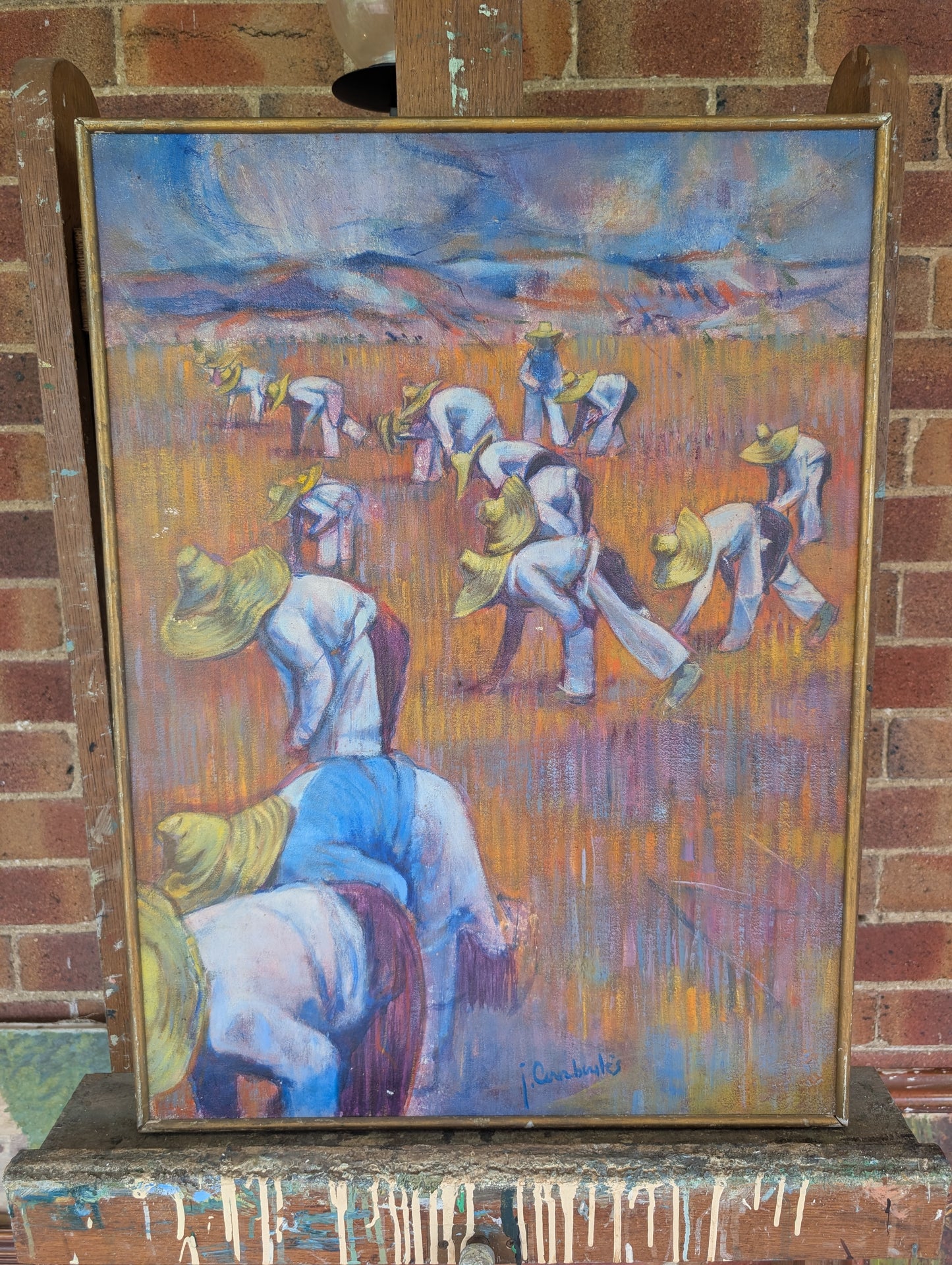 Harvest in the Lavanda field - oil on canvas - J. Courboules - mid CXXth