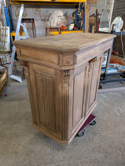 Antique French Oak Shop Counter Cabinet, 19th Century