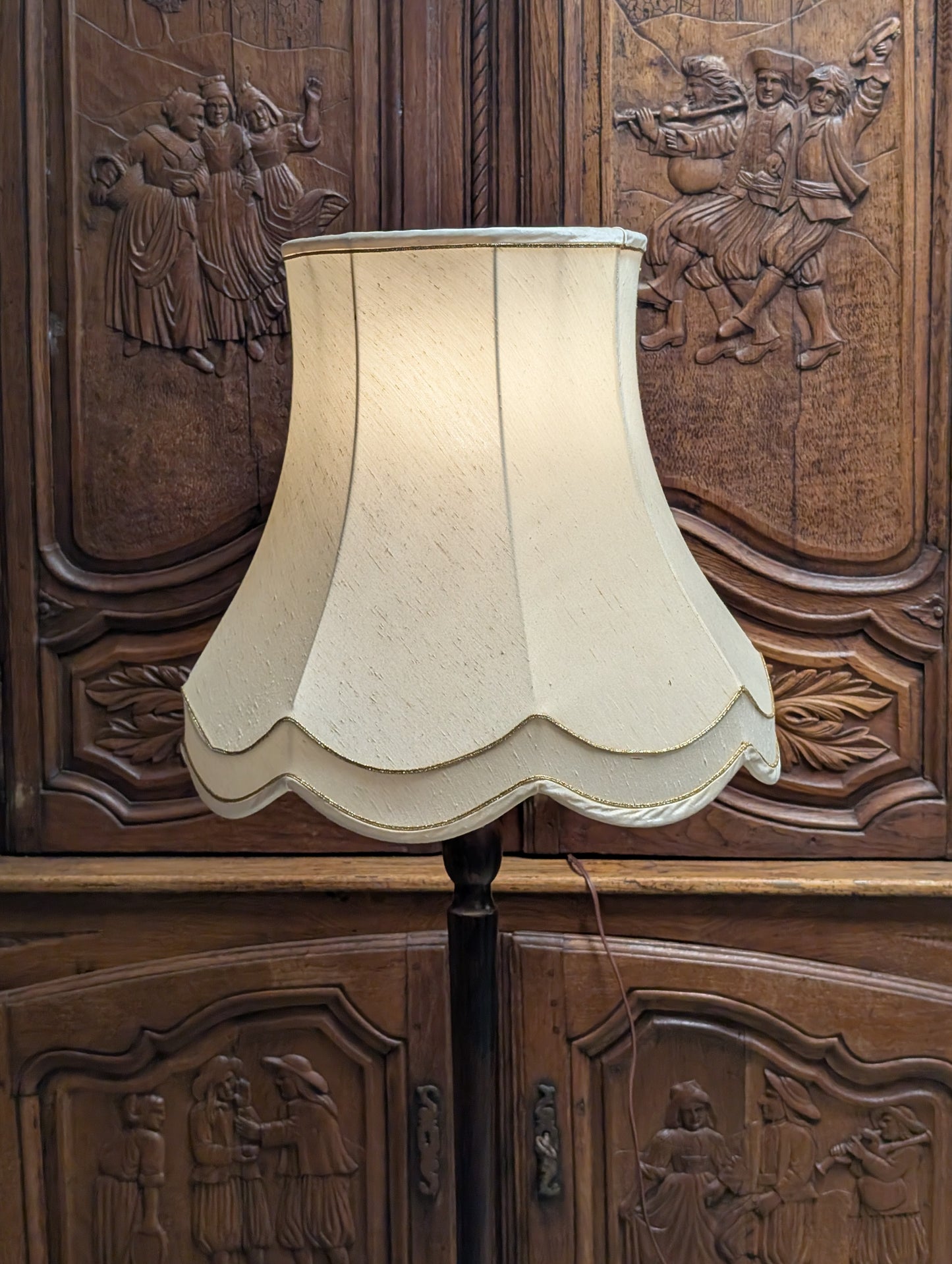 1930s turned timber floor lamp