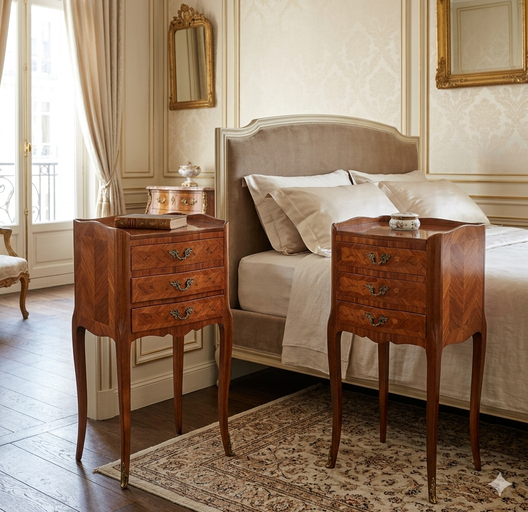 Pair of Louis XV style Rosewood Bedside tables