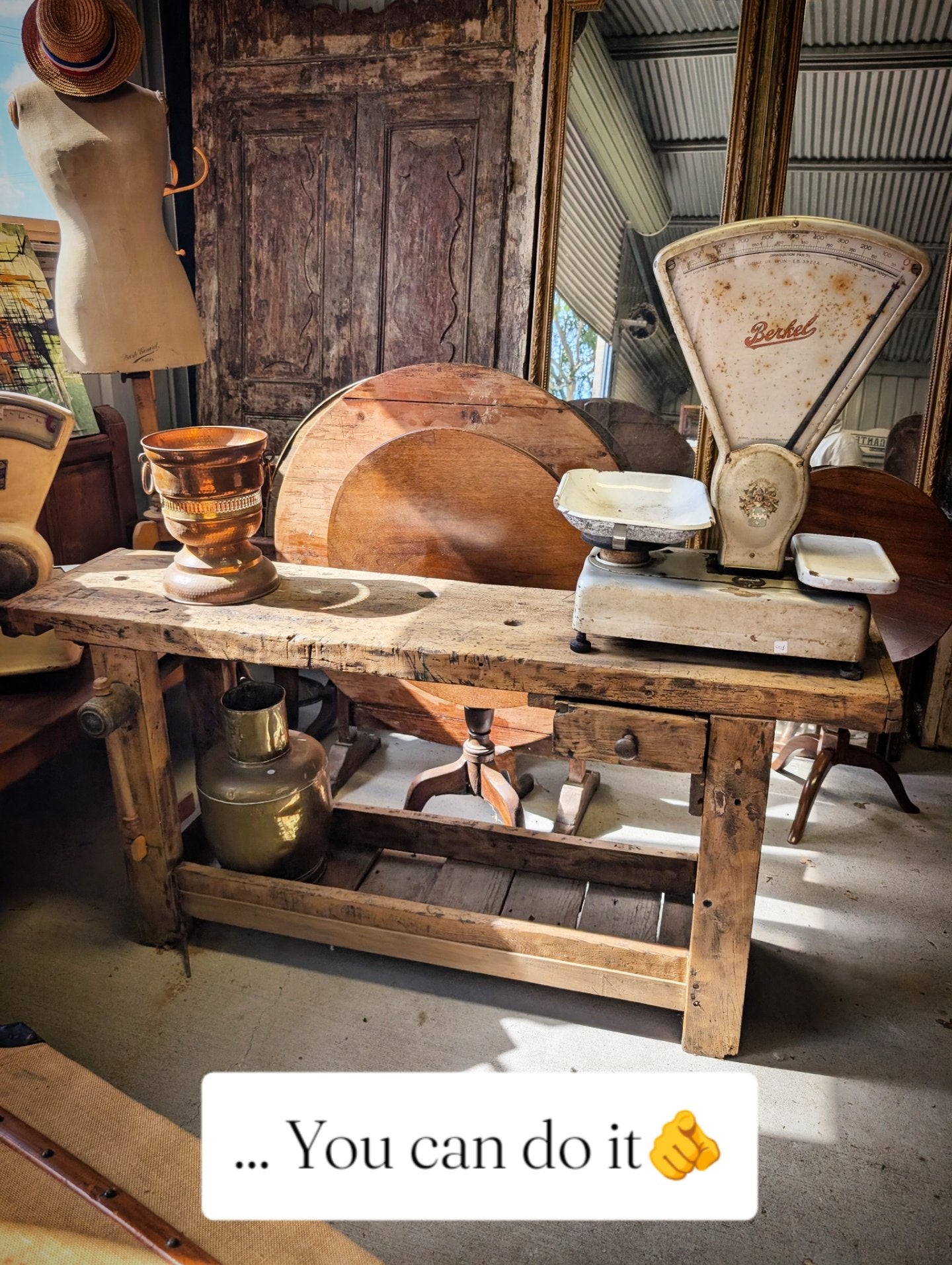 French Antiques Farm Workbench