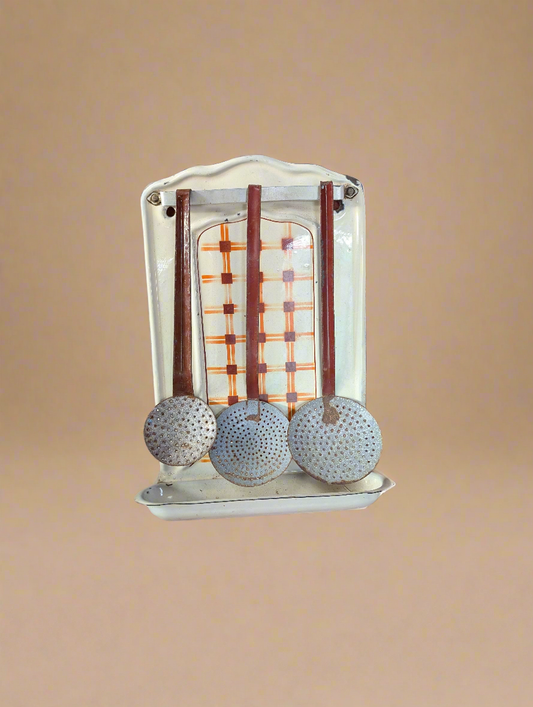 Vintage French Enamel utensils holder