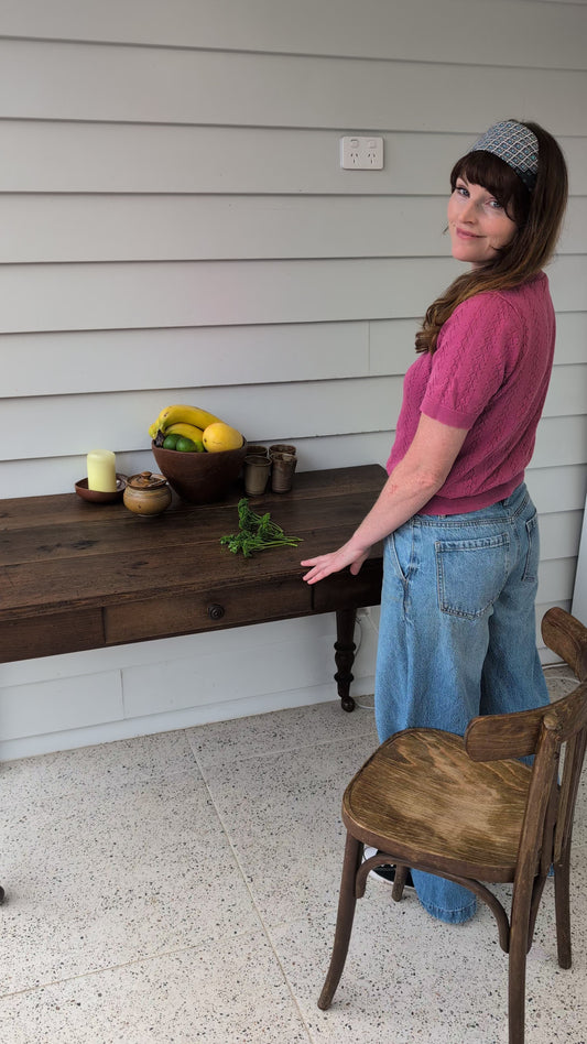 19th Century Oak Farmhouse table on castors