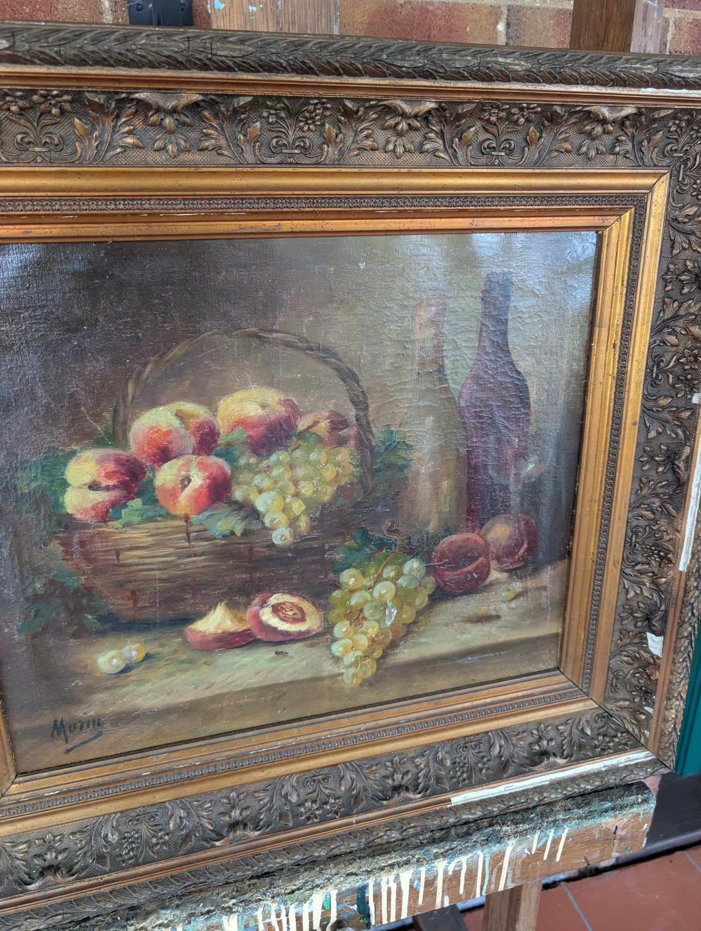 Still life oil en canvas Morin C19th