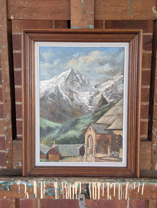 French Alpine Oil Painting – "La Meije" by G. Chéron 1960