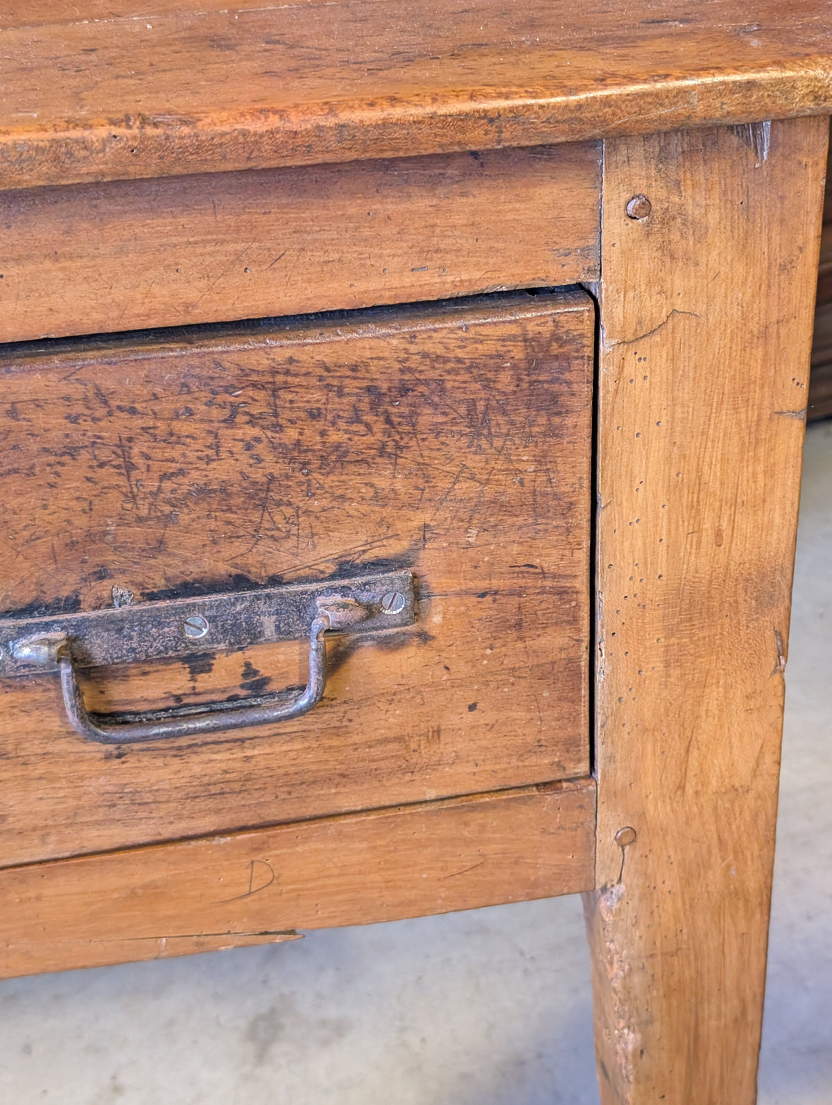 C19th French Provincial Fruitwood Center Desk