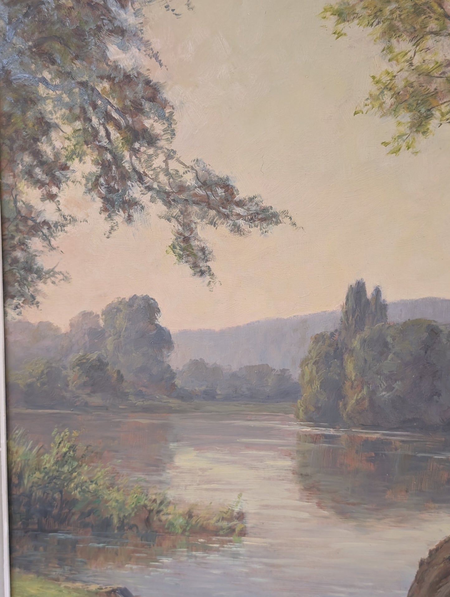 River landscape, France, oil on board mid CXXth