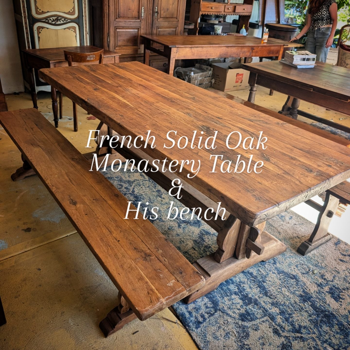 Solid Oak Monastery table with his bench