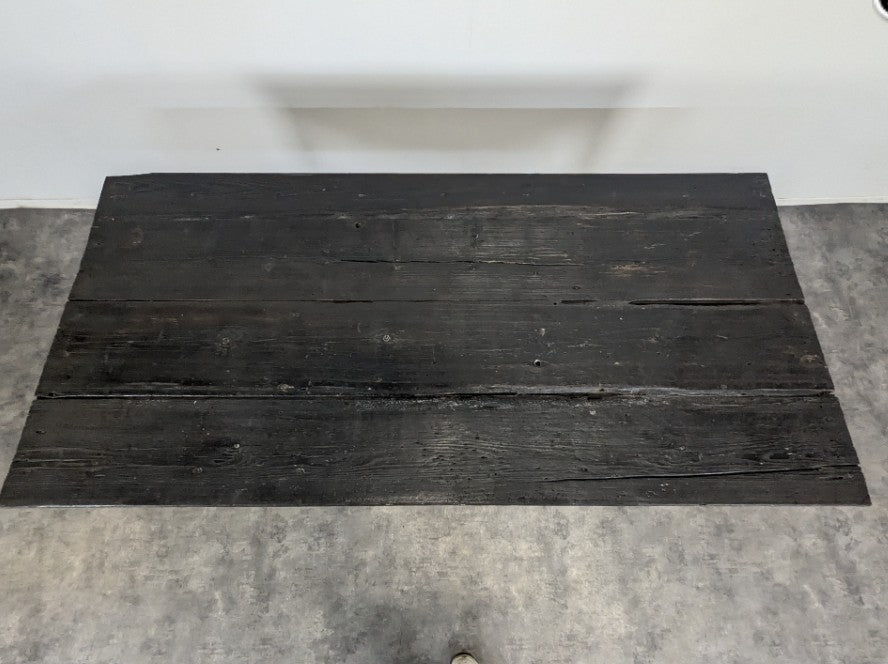 C19th French Yakisugi Ebonized Farm Table.