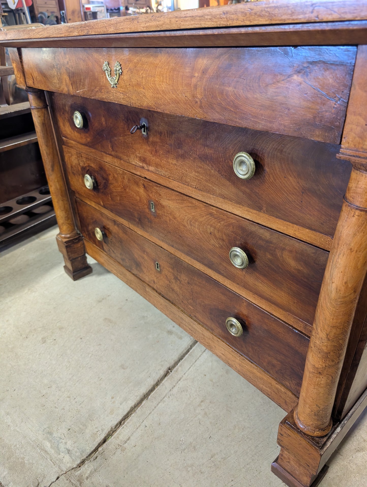C19th walnut empire style commode.