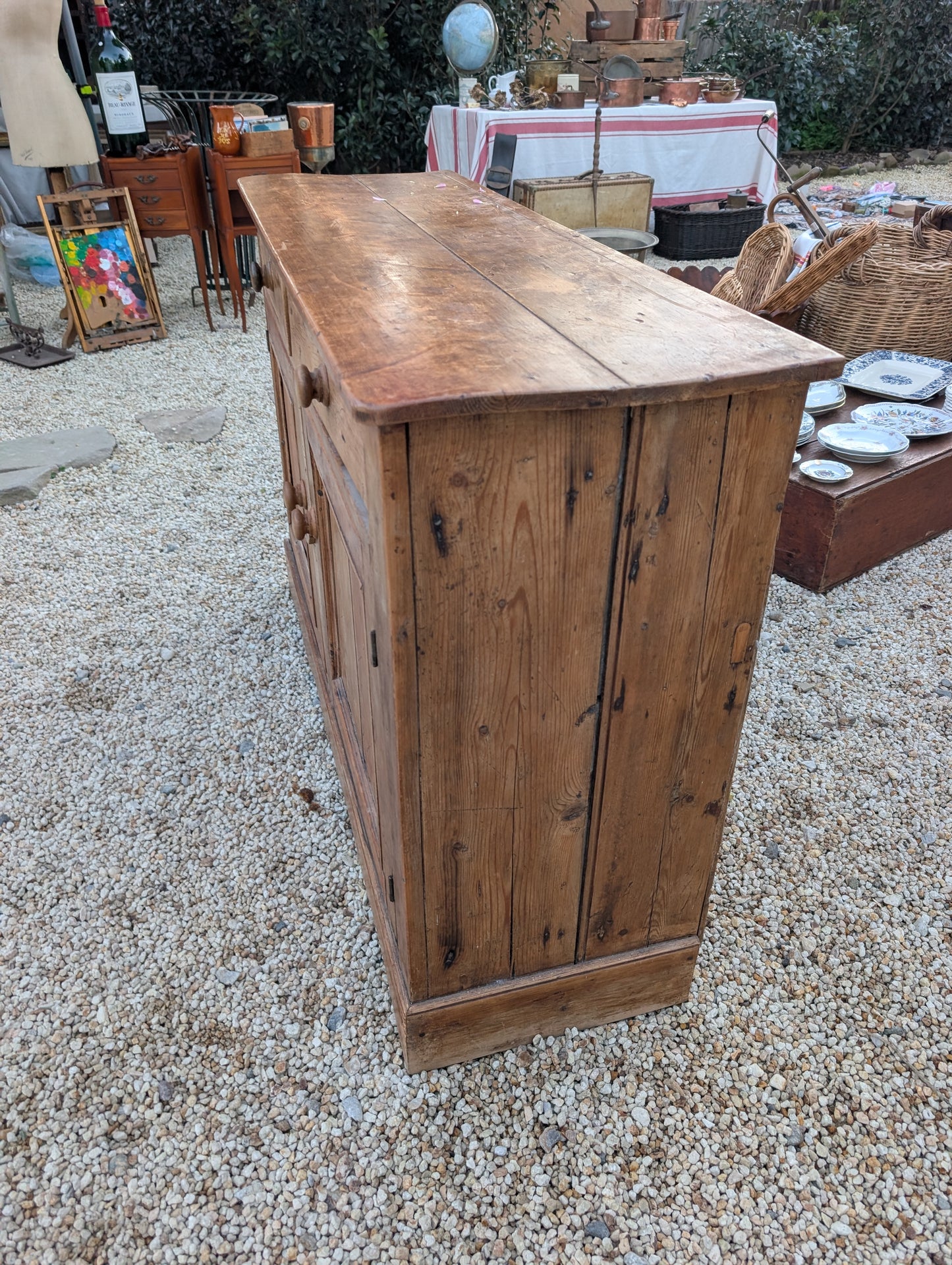 Rustic pine two-door cabinet