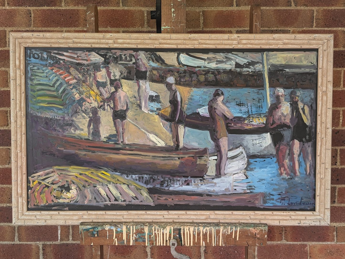 Bathers by the Shore by Patrice Landauer, Oil on board