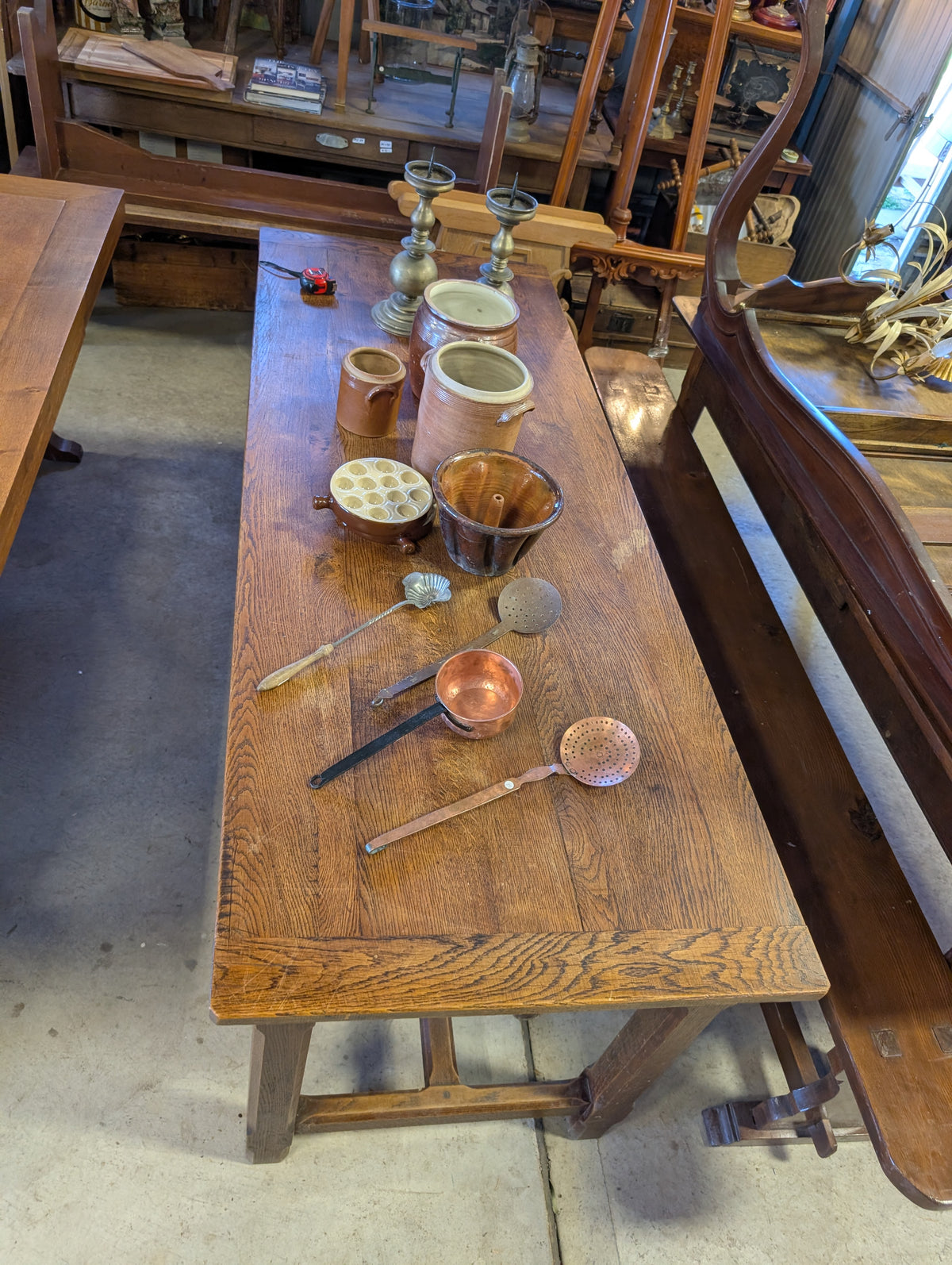 French oak narrow farm table with one drawer 200/75