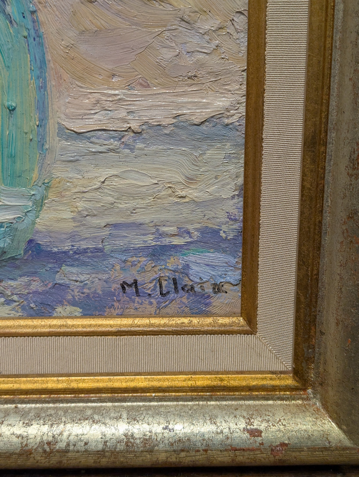 Mid-Century French Impressionist Floral Still Life – Oil on Board by M. Claire