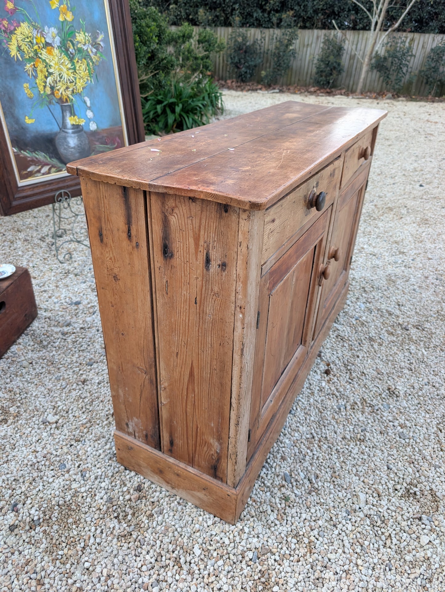 Rustic pine two-door cabinet