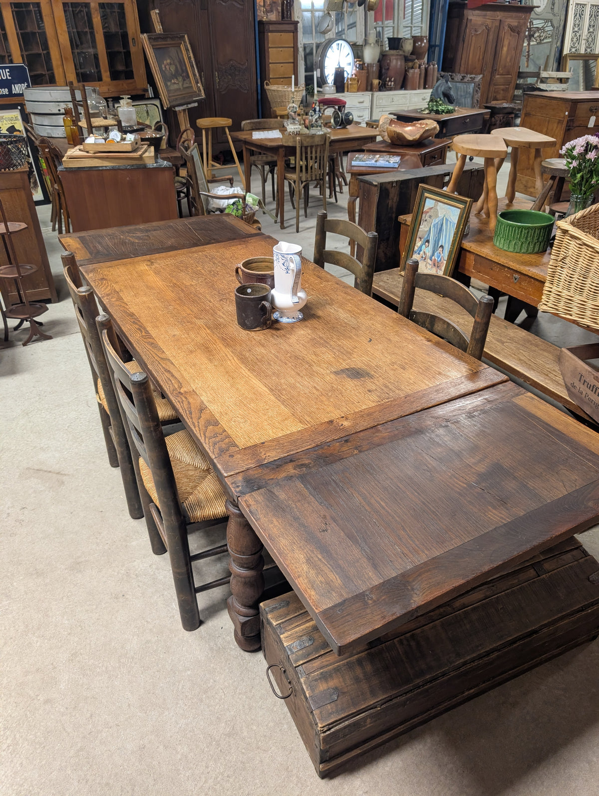 Rustic Oak farm table with extensions