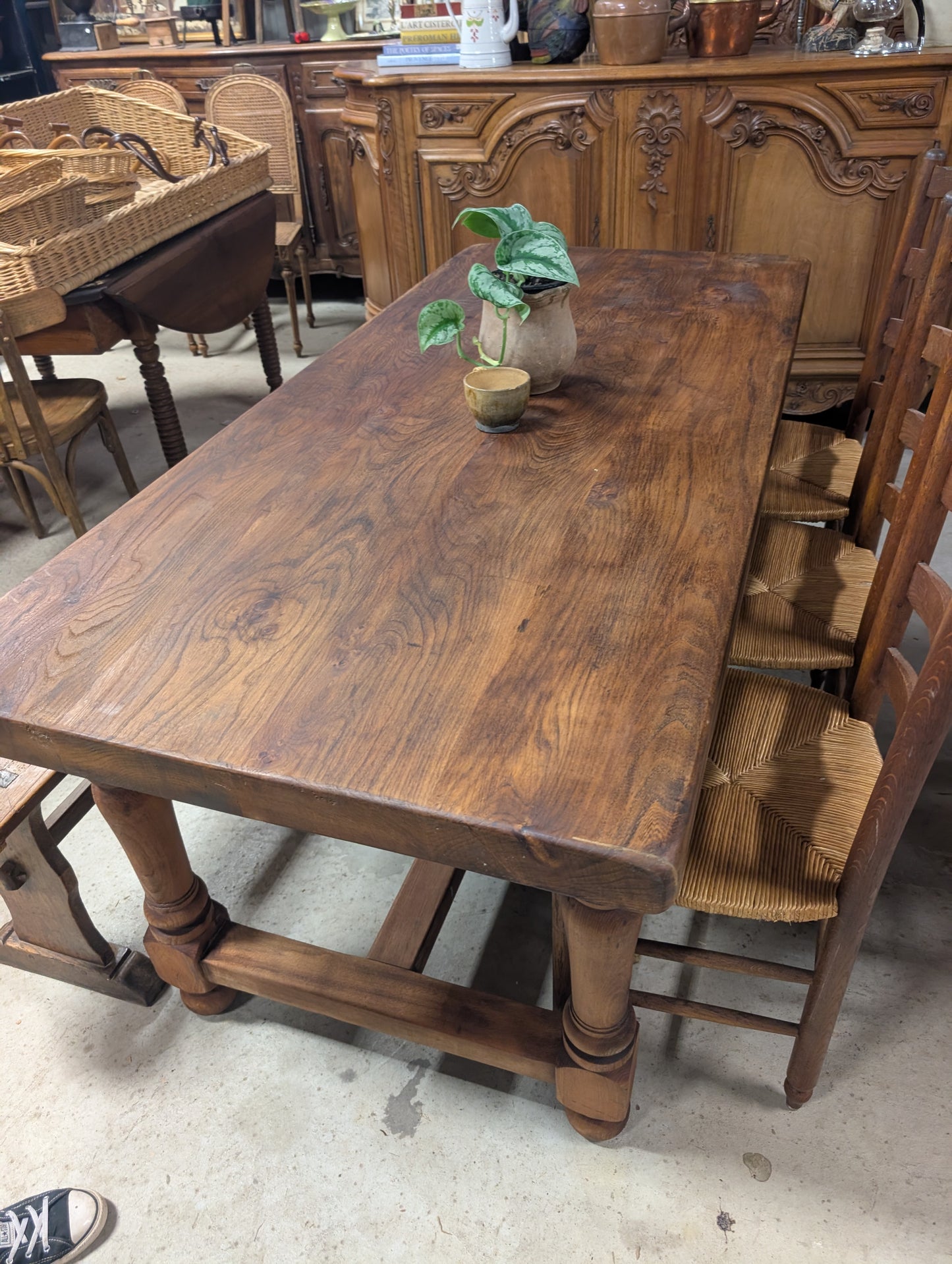 Oak french farm table, 6,5cm tabletop, 175long