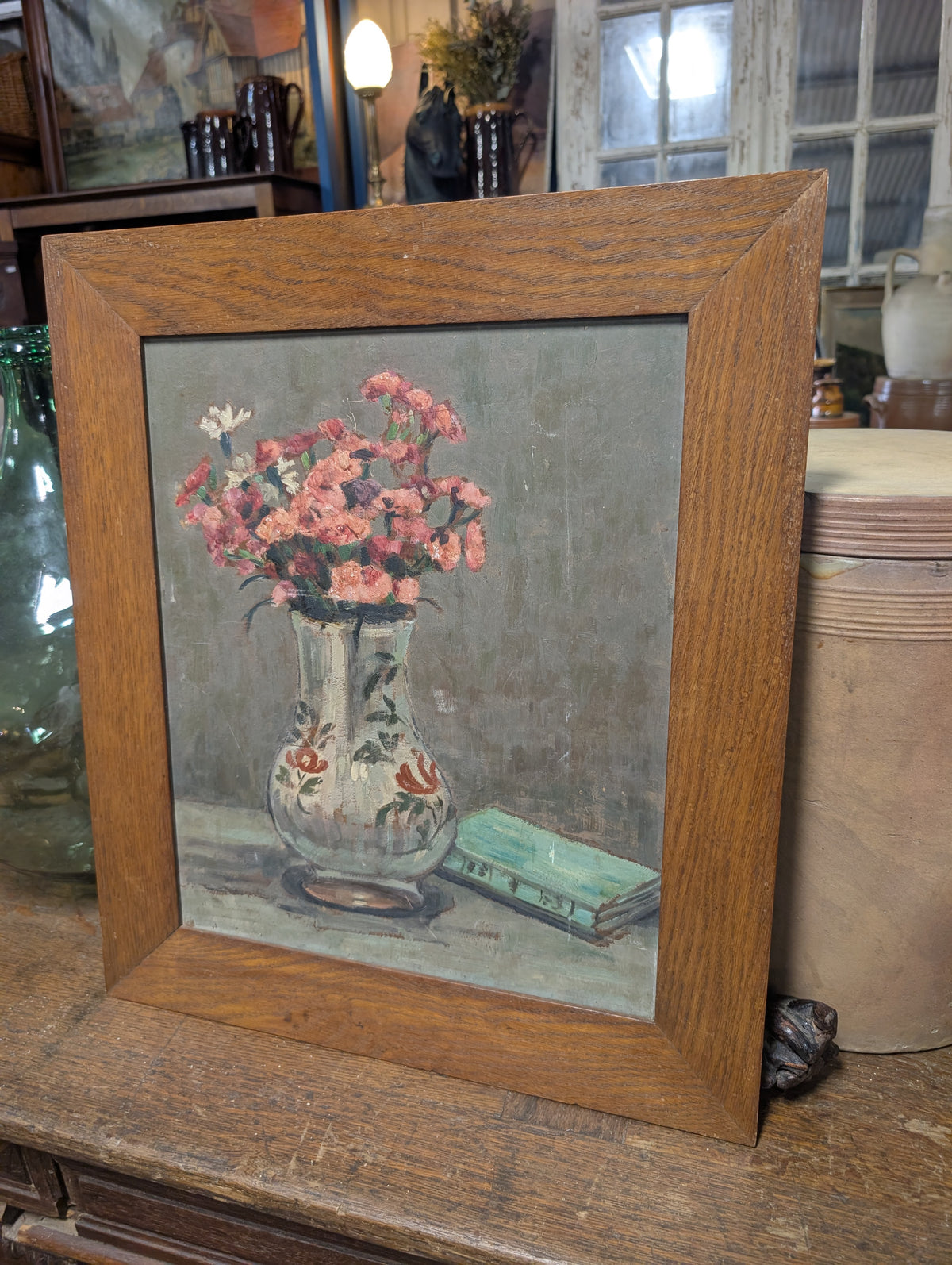 Mid-Century French Floral Still Life – Oil on Double-Sided Artist Board