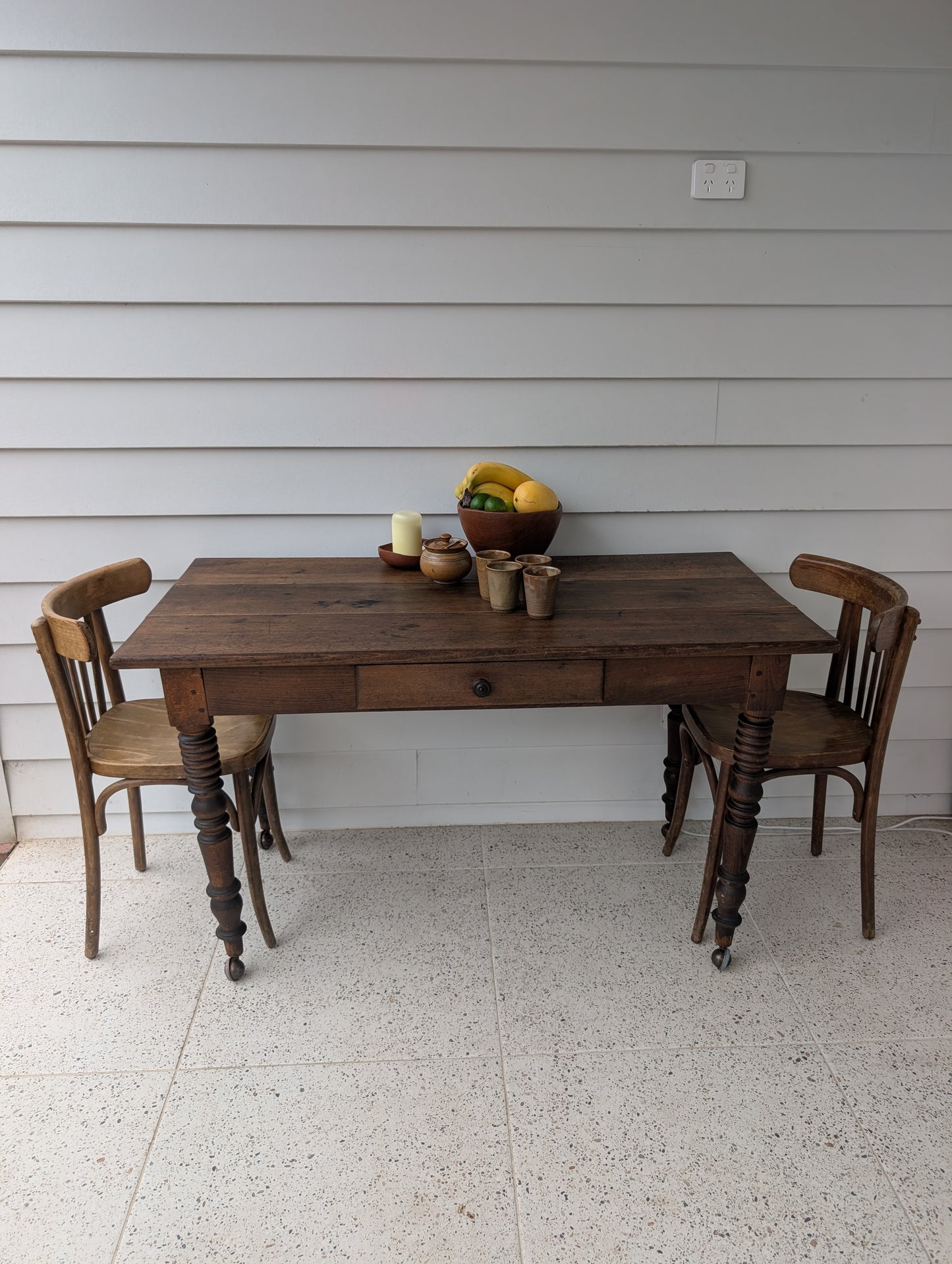 19th Century Oak Farmhouse table on castors