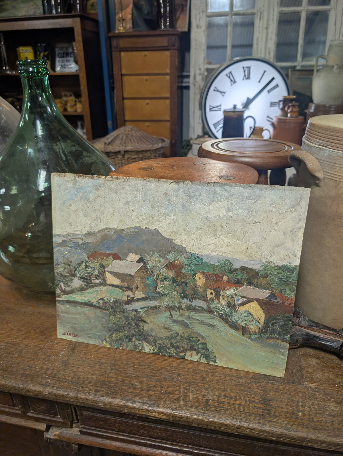 Vintage Mid-Century French Impressionist Landscape Oil Painting on Board – Signed "Ségéric"