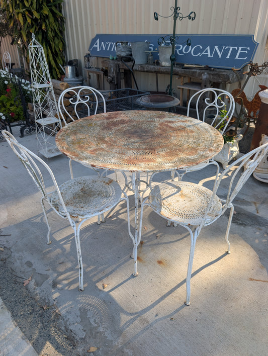 Antique 1900s French Hand-Forged Wrought Iron Garden Set
