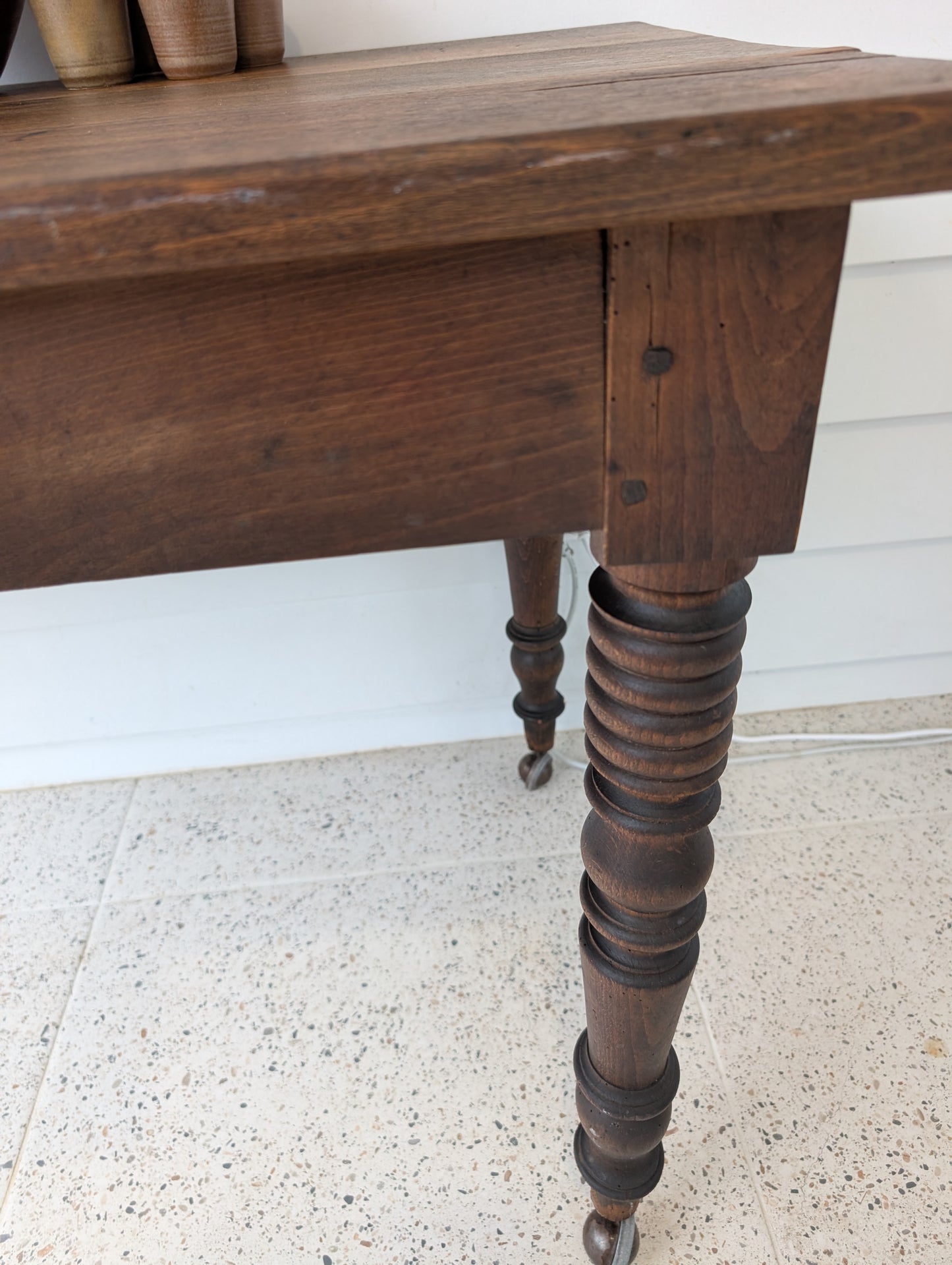 19th Century Oak Farmhouse table on castors
