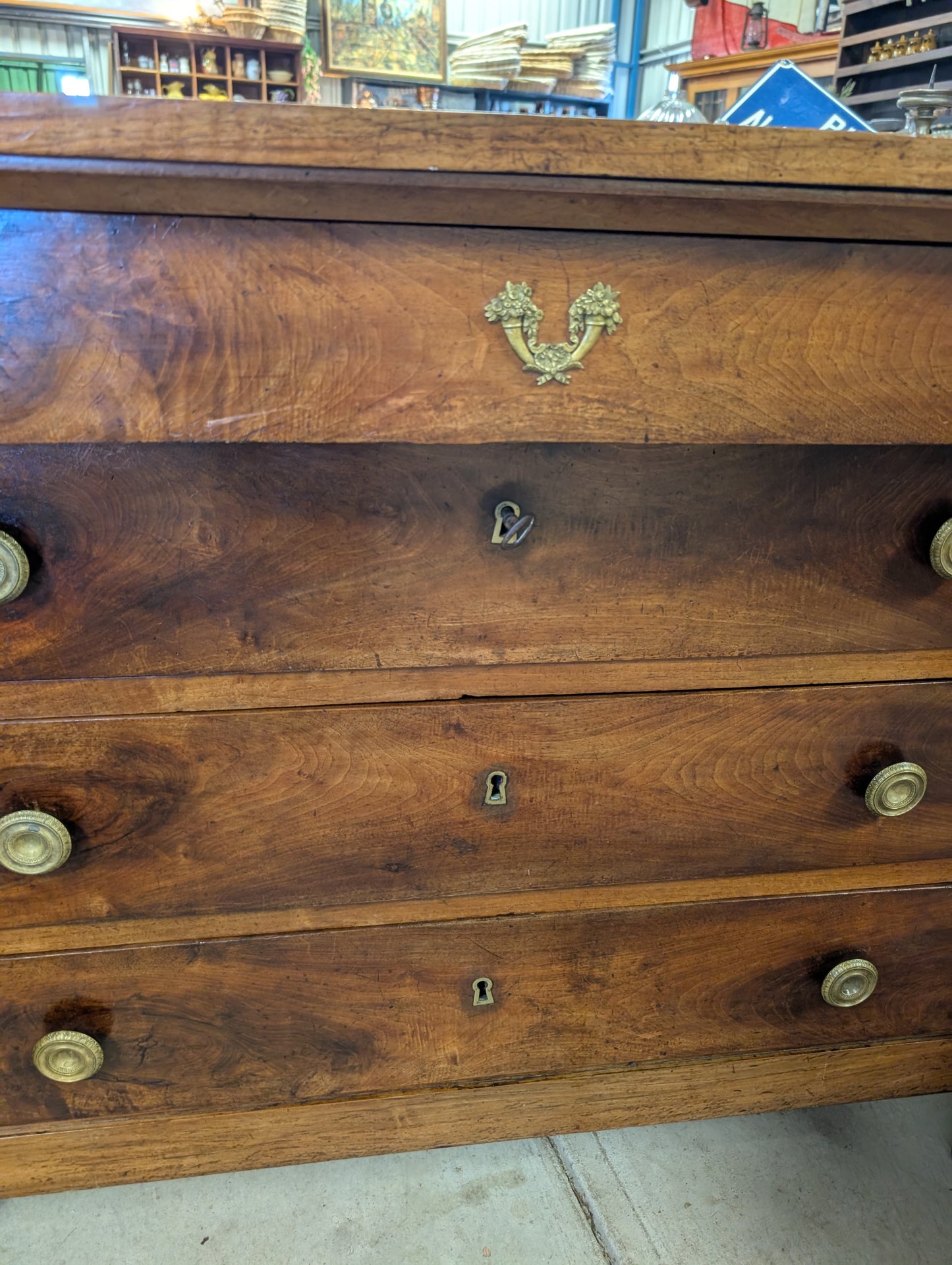 C19th walnut empire style commode.