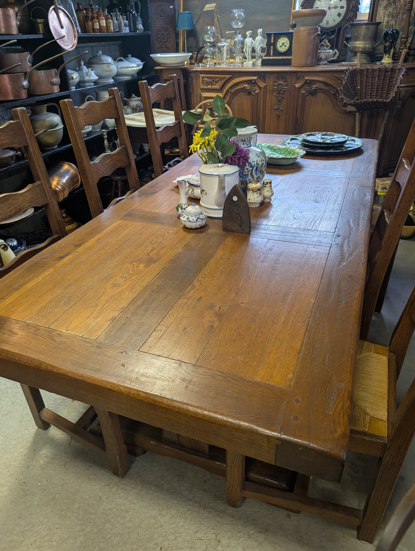Rustic farmhouse dining set 6 chairs