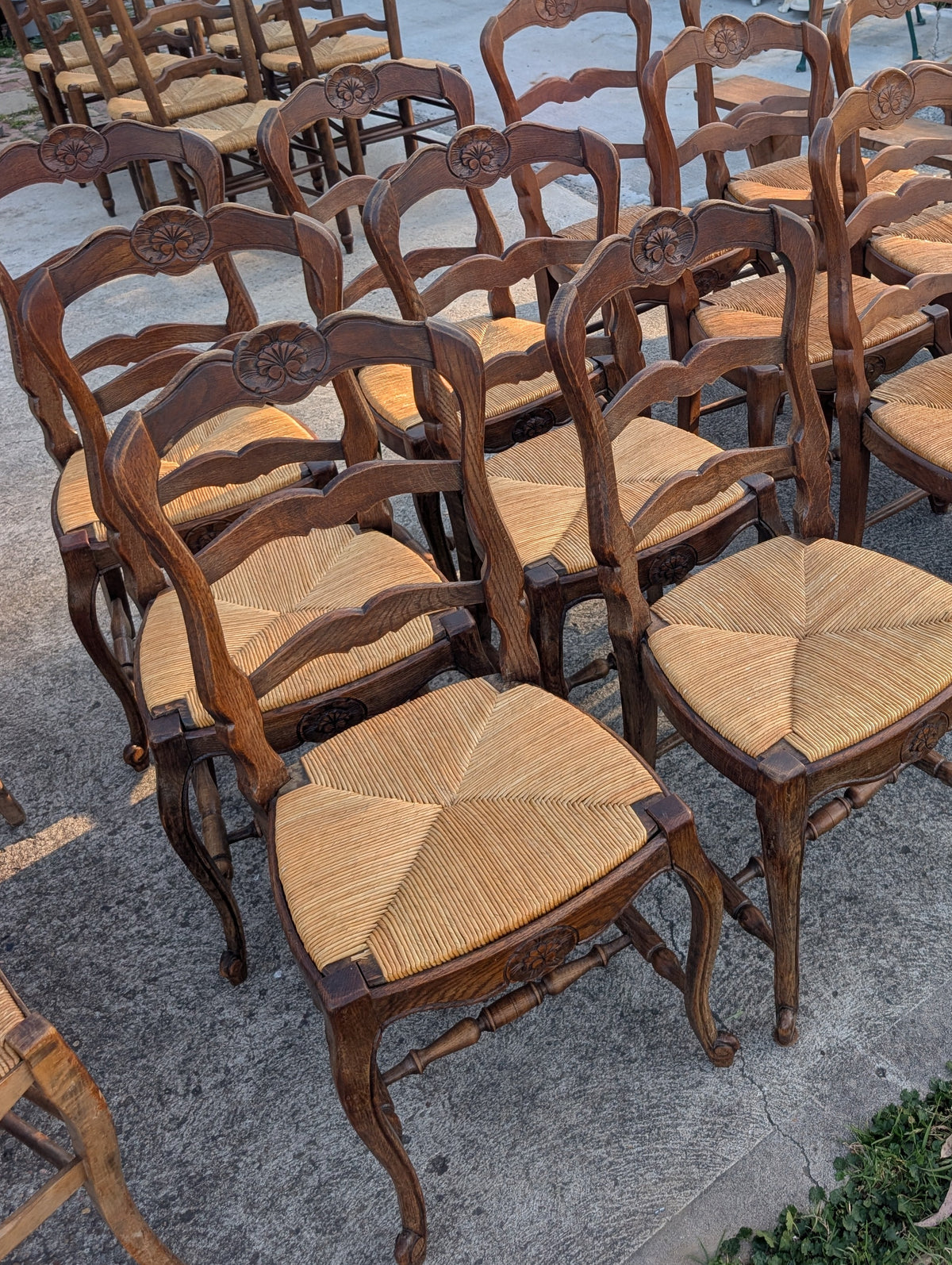 Set of 6 Antique French Provincial Ladder-Back Dining Chairs