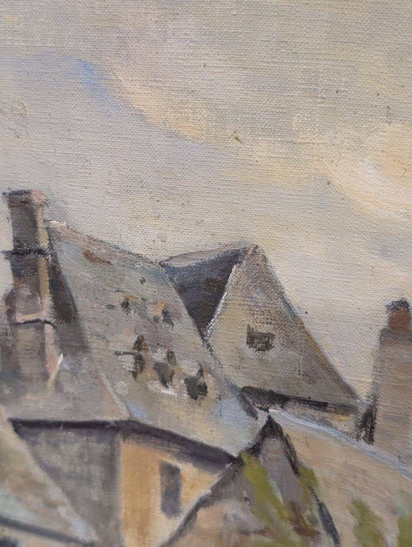French Village Landscape - oil en canvas - early CXXth Porcheron