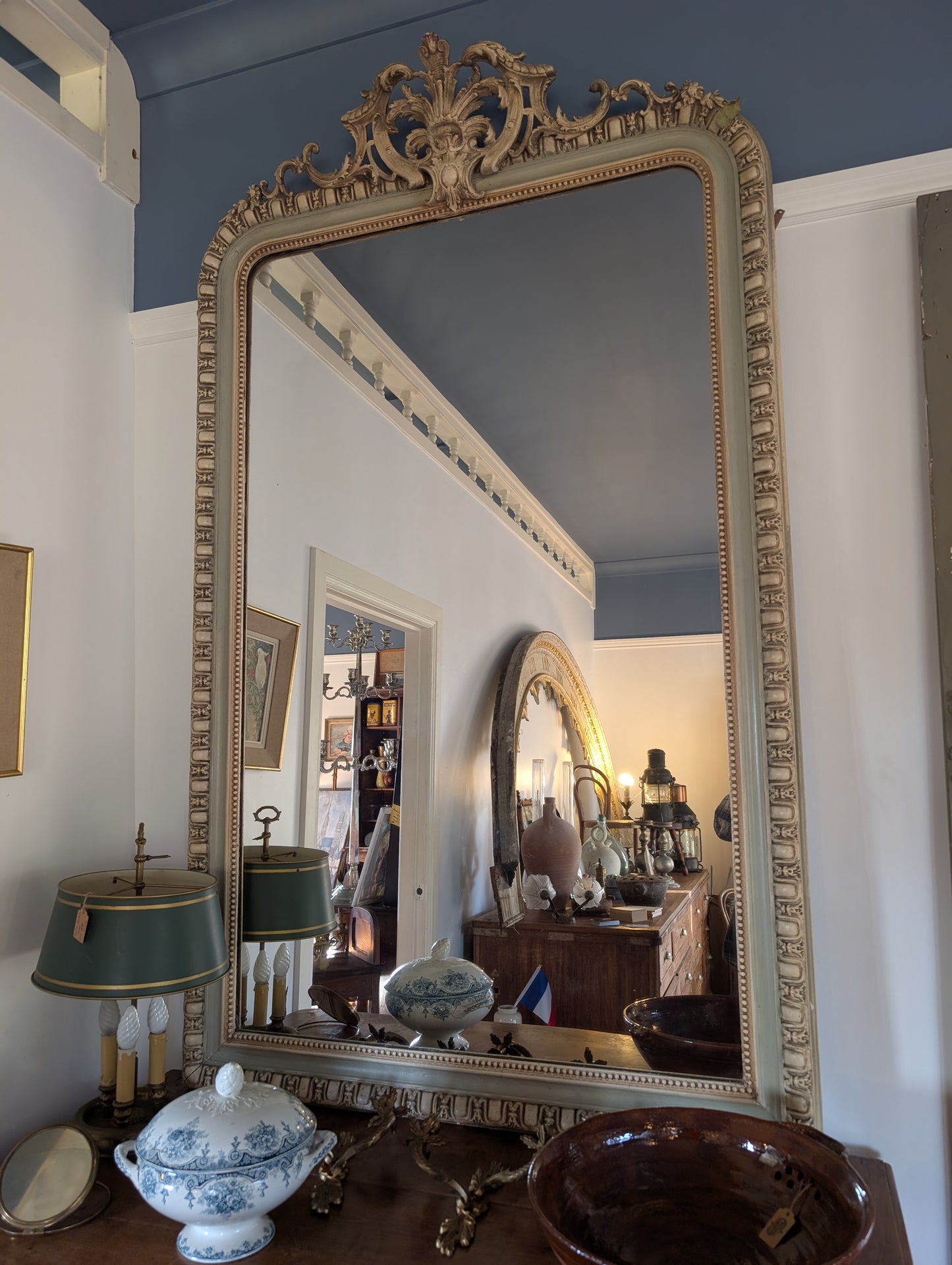 Napoleon III style mirror with double patina C19th