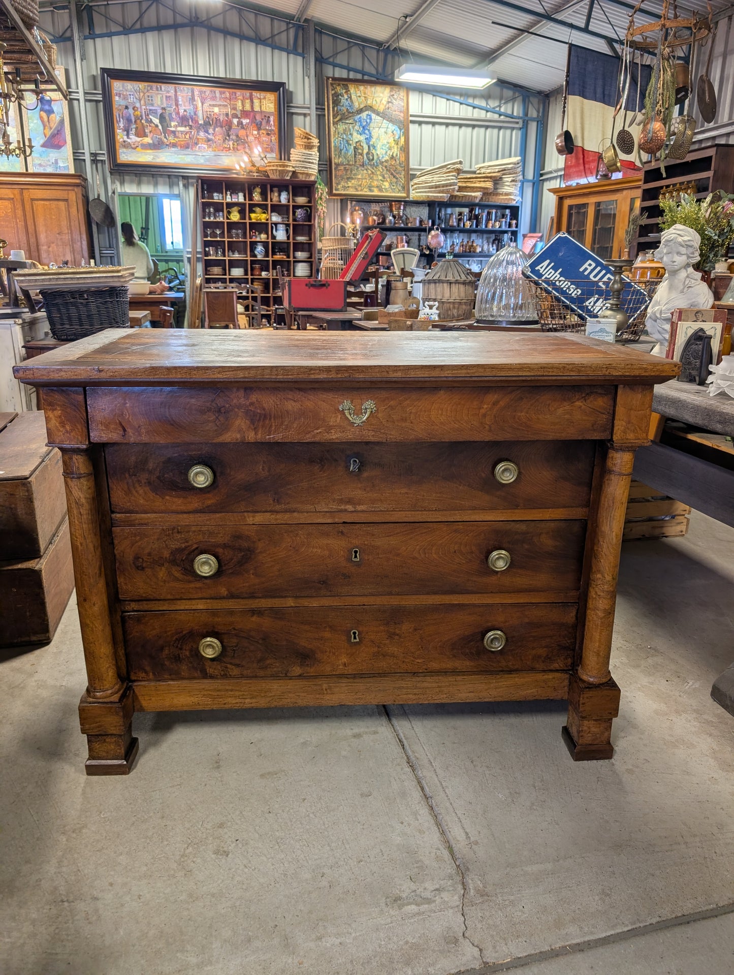 C19th walnut empire style commode.